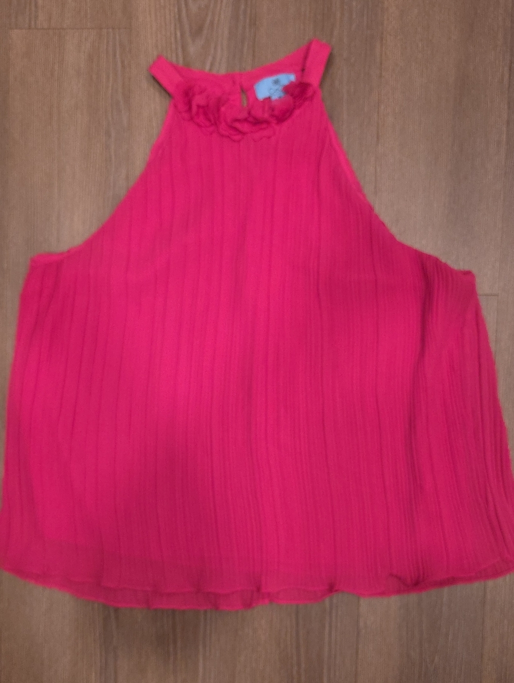 CeCe Women’s Hot Pink Halter Pleated Tank Top